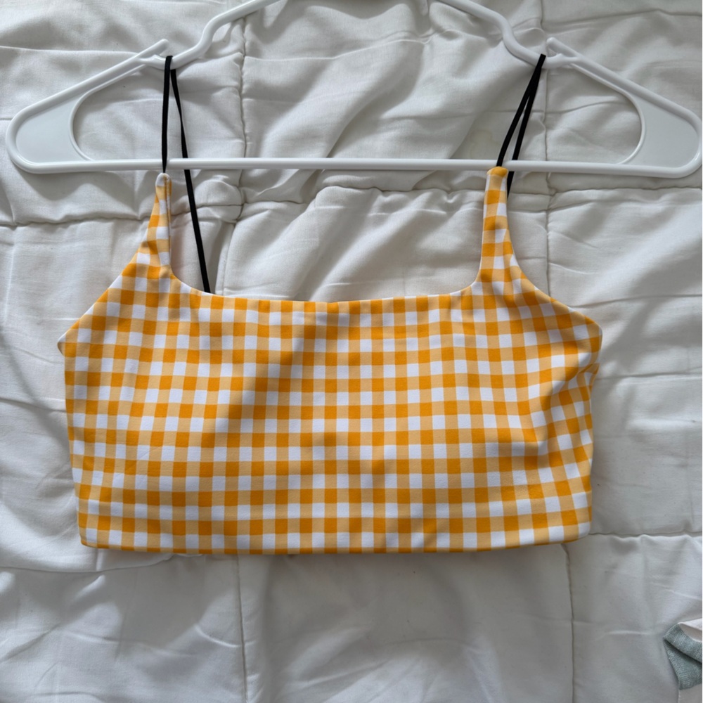 Yellow Gingham Sports Bra